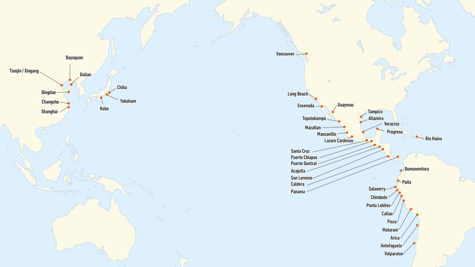 Mapa Oficial de Rutas Marítimas MX Agencia Portuaria